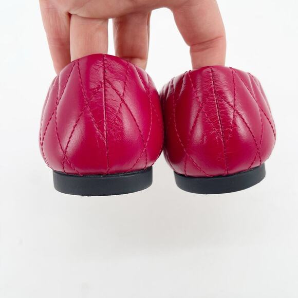 Jimmy Choo Leni Raspberry Quilted Leather Logo Square Toe Ballet Flat IT 39.5 - Picture 9 of 11
